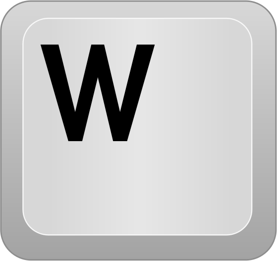 The key [W], when in a level, will move the character up.